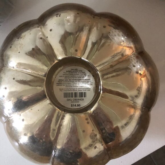 PIER 1 MERCURY PUMPKIN TEA LIGHT CANDLE HOLDER - Picture 4 of 4
